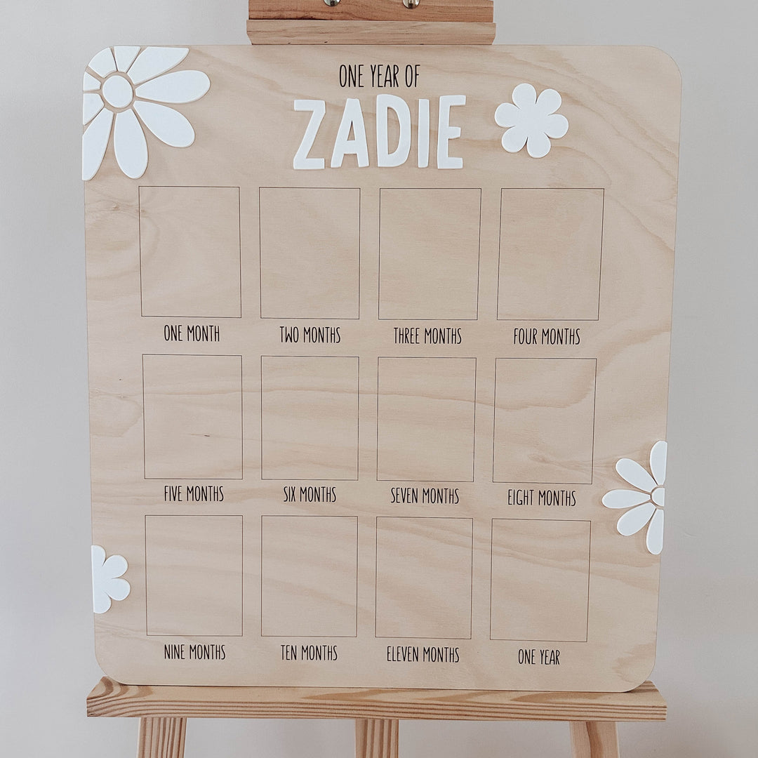 One Year Of: First Birthday Board  | Daisy | Birthday Photo Board