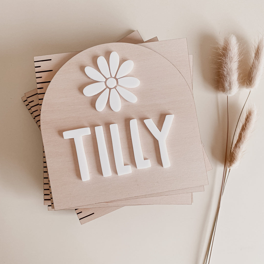 Wooden Growth Chart | Height Ruler  - Daisy Petals