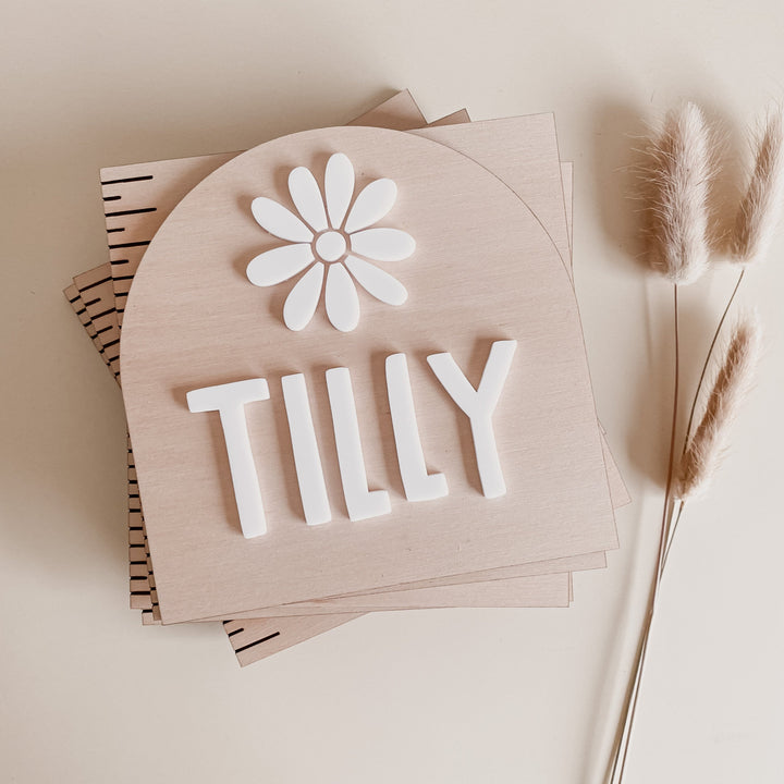 Wooden Growth Chart | Height Ruler  - Daisy Petals
