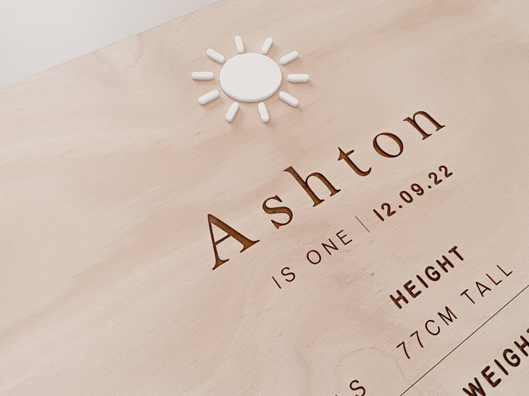 First Birthday Board | Milestone Board | Boho Sun