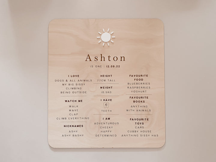 First Birthday Board | Milestone Board | Boho Sun