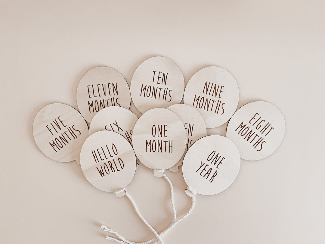 Wooden Baby Milestone Plaques - Balloons