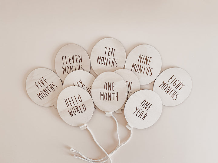 Wooden Baby Milestone Plaques - Balloons