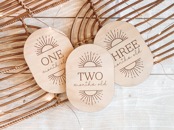 Wooden Baby Milestone Plaques (Sunrise)