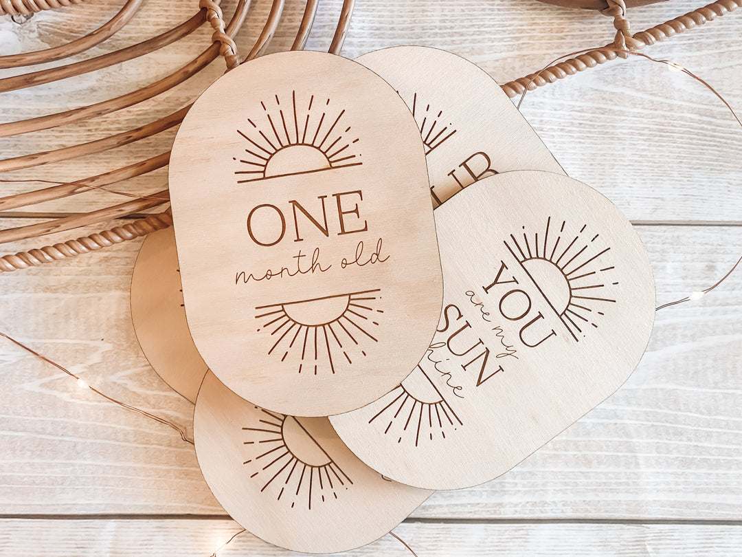 Wooden Baby Milestone Plaques (Sunrise)