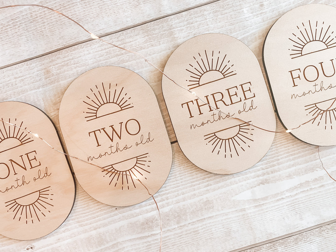 Wooden Baby Milestone Plaques (Sunrise)