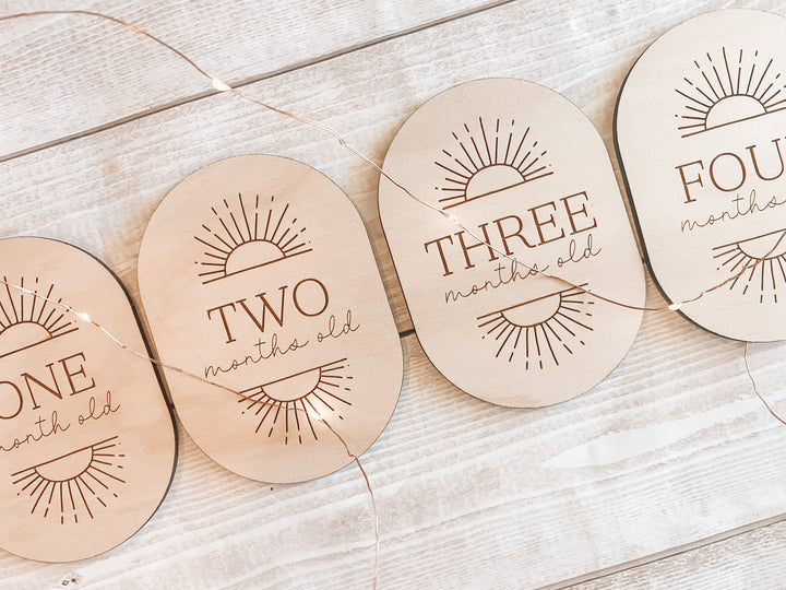 Wooden Baby Milestone Plaques (Sunrise)