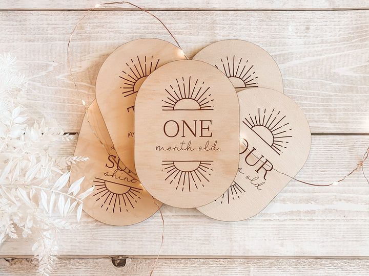 Wooden Baby Milestone Plaques (Sunrise)