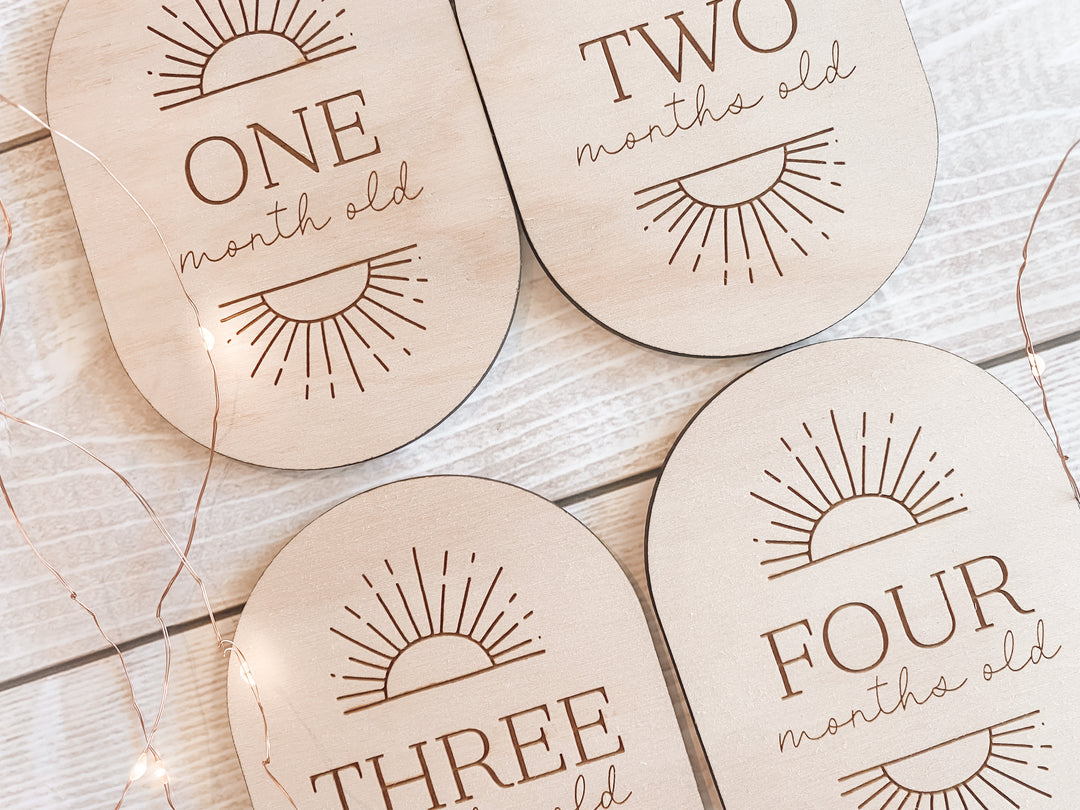 Wooden Baby Milestone Plaques (Sunrise)