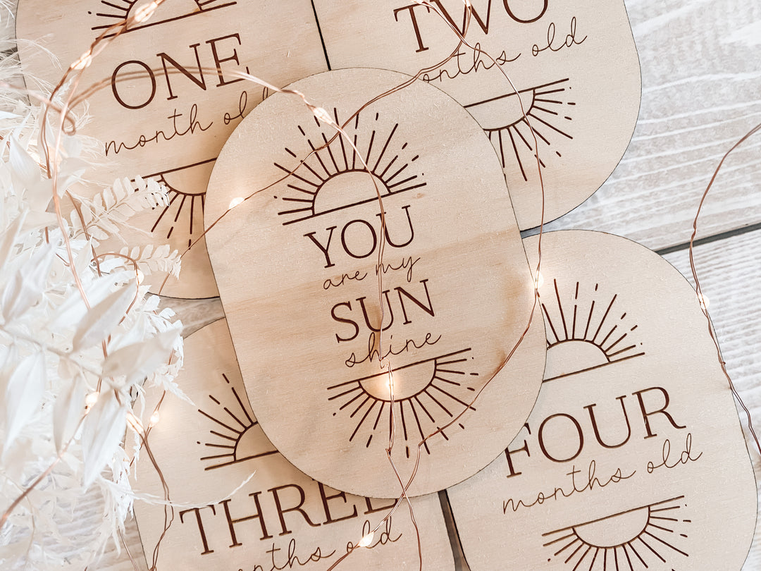 Wooden Baby Milestone Plaques (Sunrise)