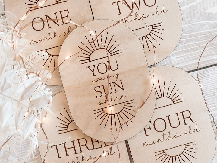 Wooden Baby Milestone Plaques (Sunrise)