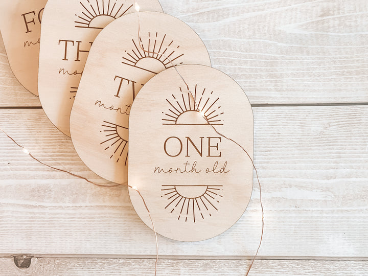 Wooden Baby Milestone Plaques (Sunrise)