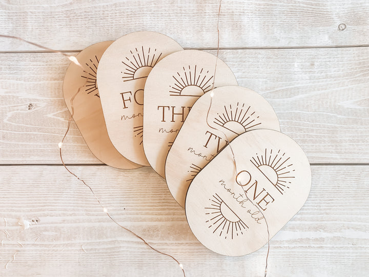 Wooden Baby Milestone Plaques (Sunrise)