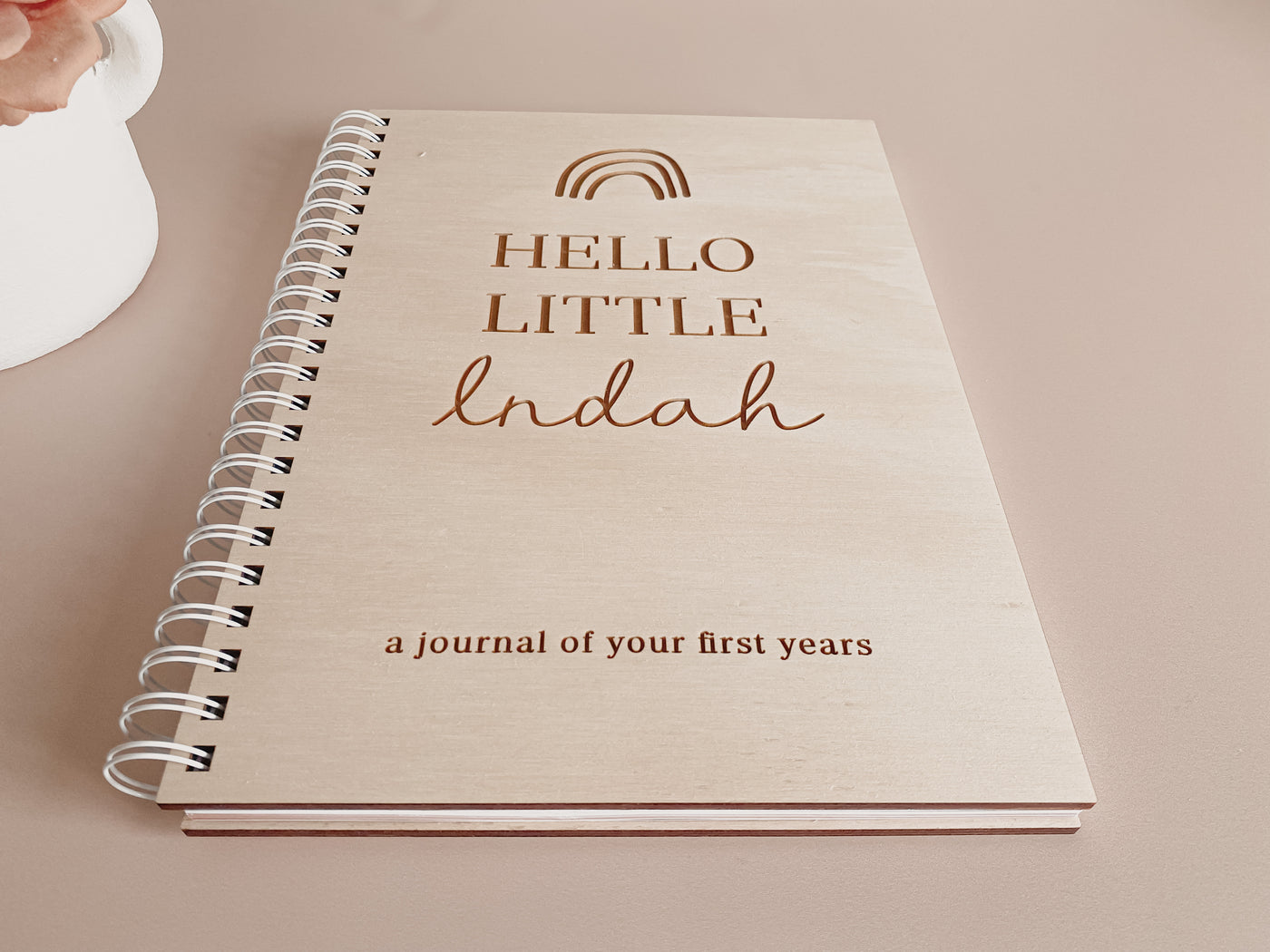 Wooden Personalised Baby Memory Book: Rainbow