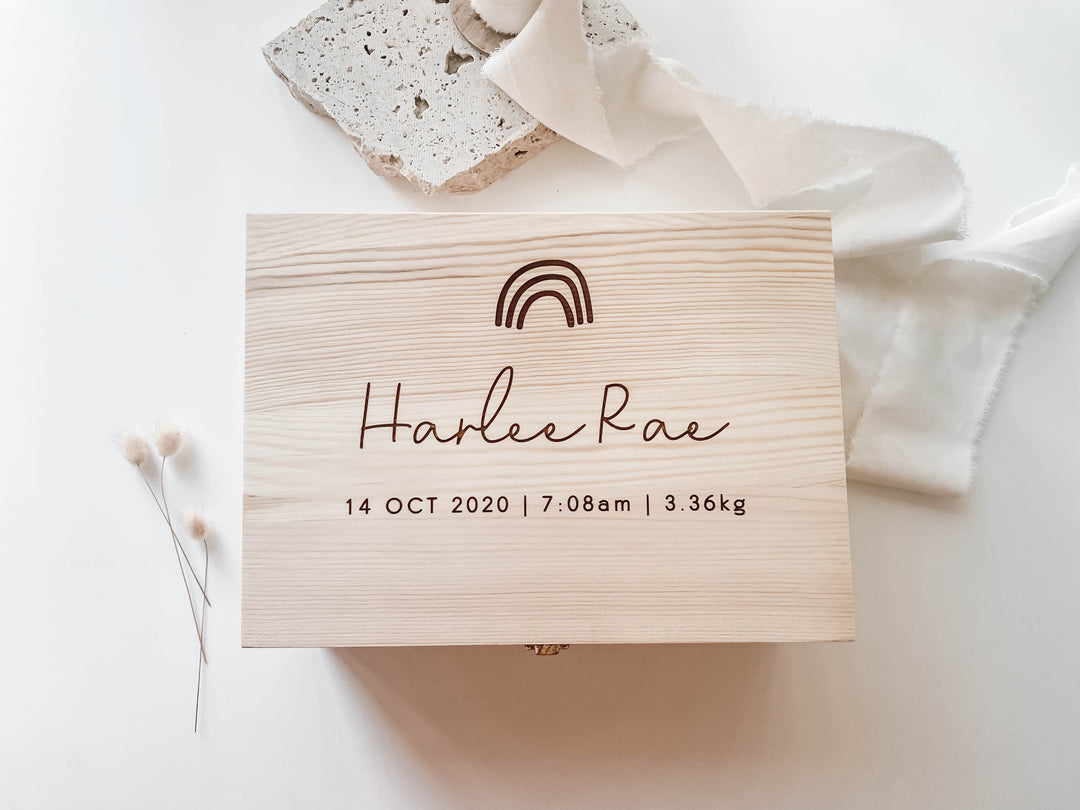 Keepsake Box / Baby Memory Box: Boho Rainbow