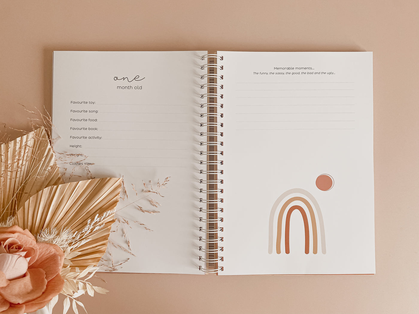 Wooden Personalised Baby Memory Book: Rainbow