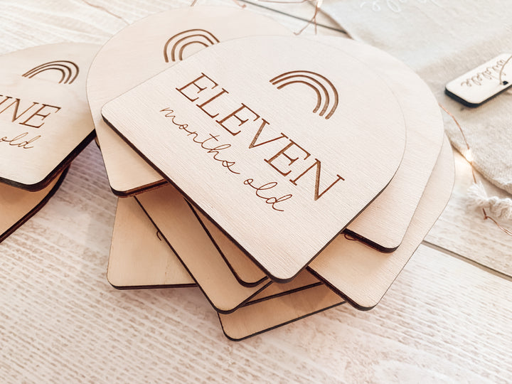 Wooden Baby Milestone Plaques (Rainbow)