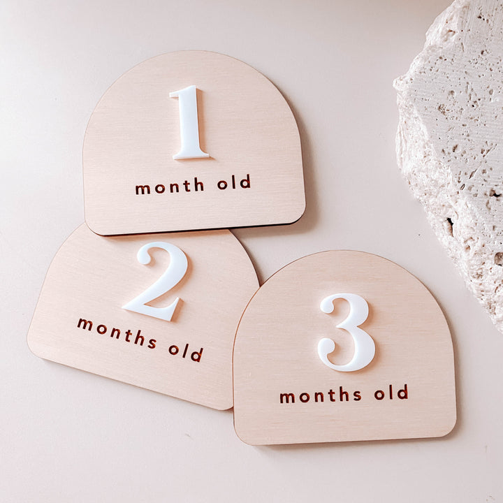 Wooden + Acrylic Baby Milestone Plaques (numbers)