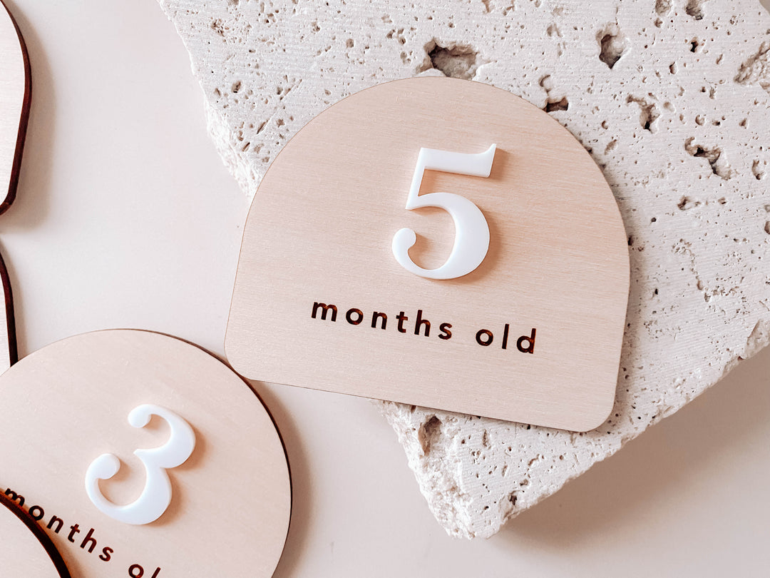 Wooden + Acrylic Baby Milestone Plaques (numbers)