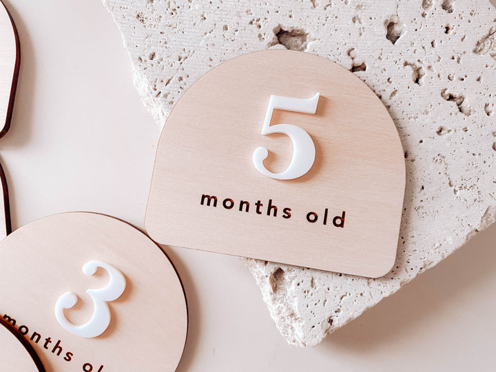 Wooden + Acrylic Baby Milestone Plaques (numbers)