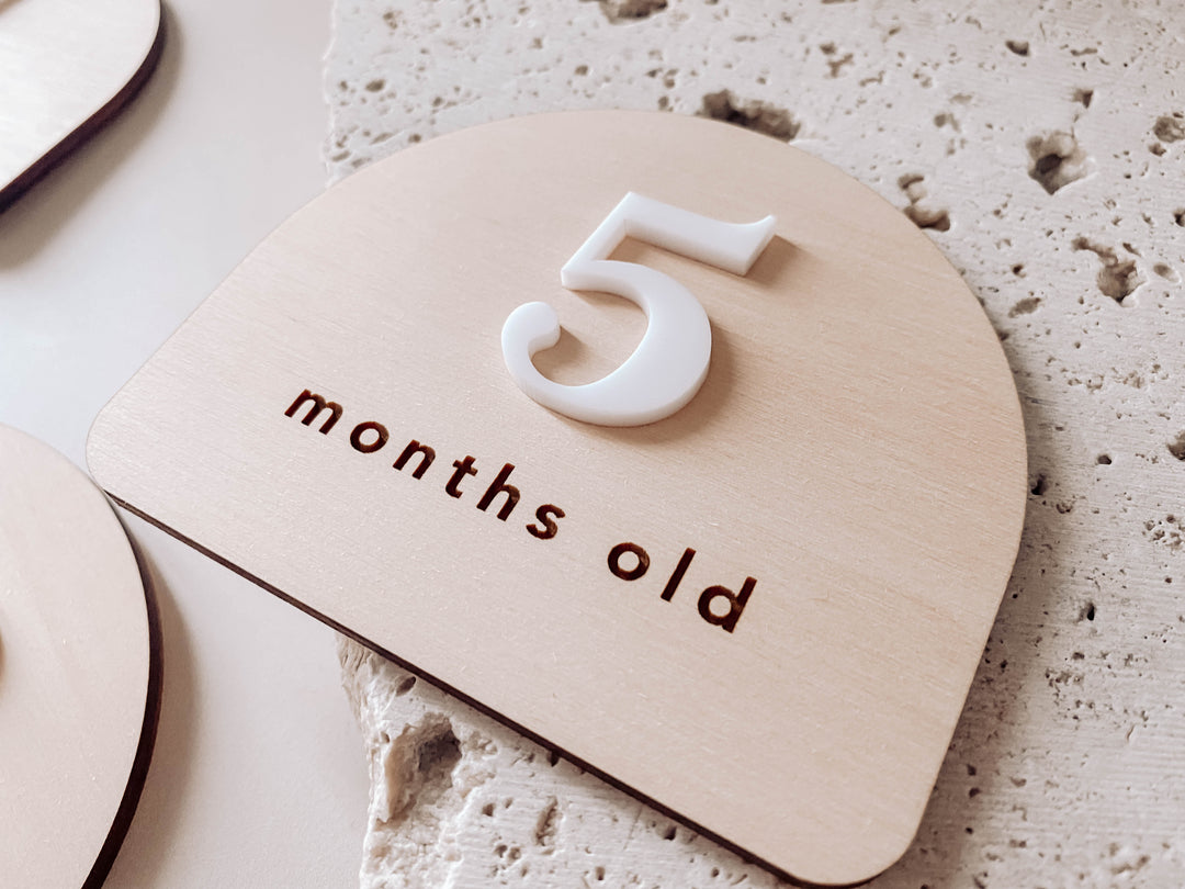 Wooden + Acrylic Baby Milestone Plaques (numbers)