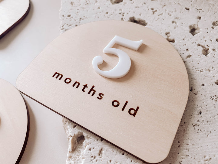 Wooden + Acrylic Baby Milestone Plaques (numbers)