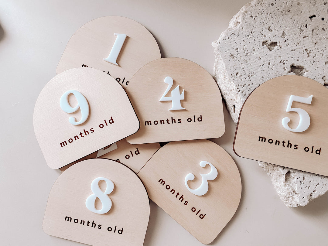 Wooden + Acrylic Baby Milestone Plaques (numbers)