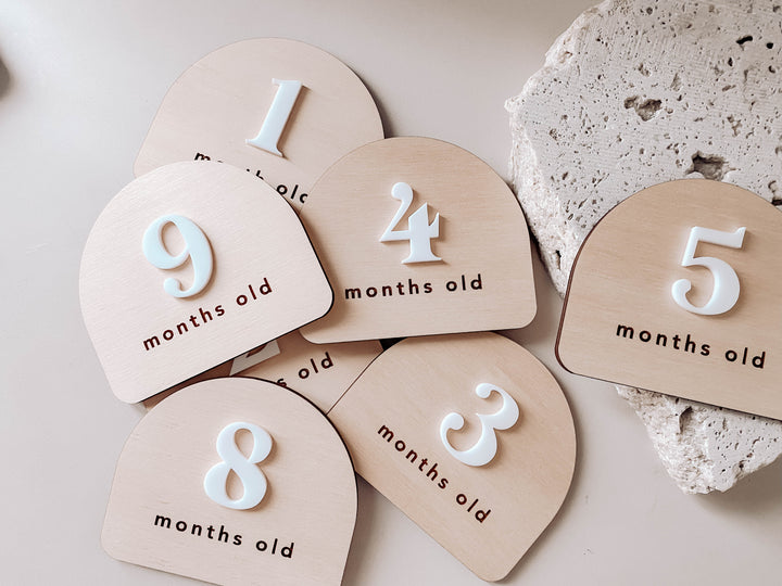 Wooden + Acrylic Baby Milestone Plaques (numbers)