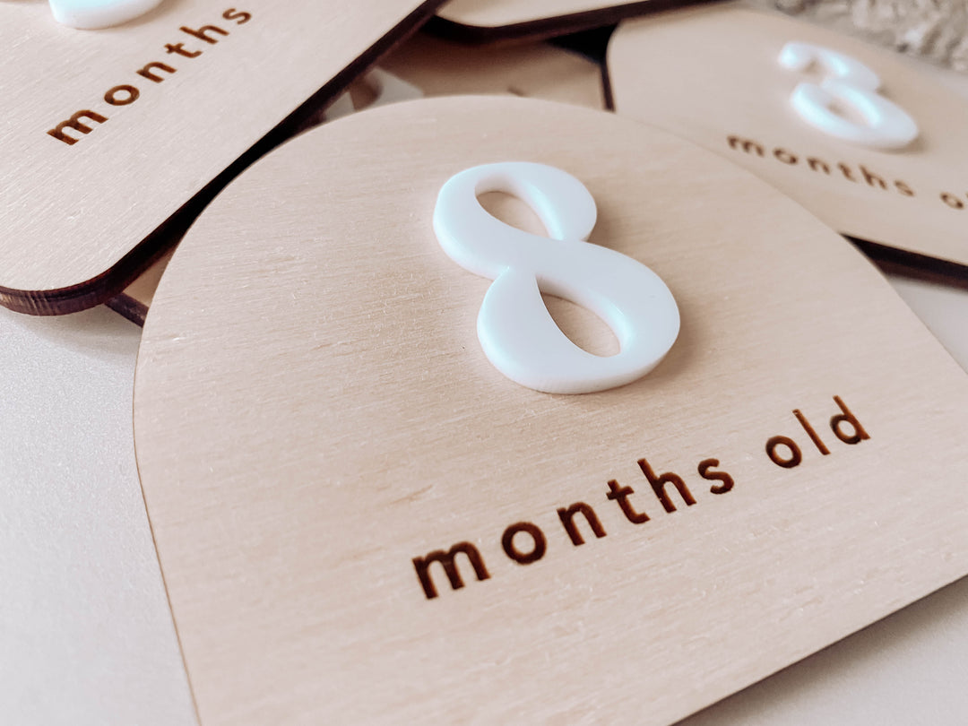 Wooden + Acrylic Baby Milestone Plaques (numbers)