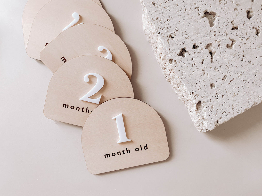 Wooden + Acrylic Baby Milestone Plaques (numbers)