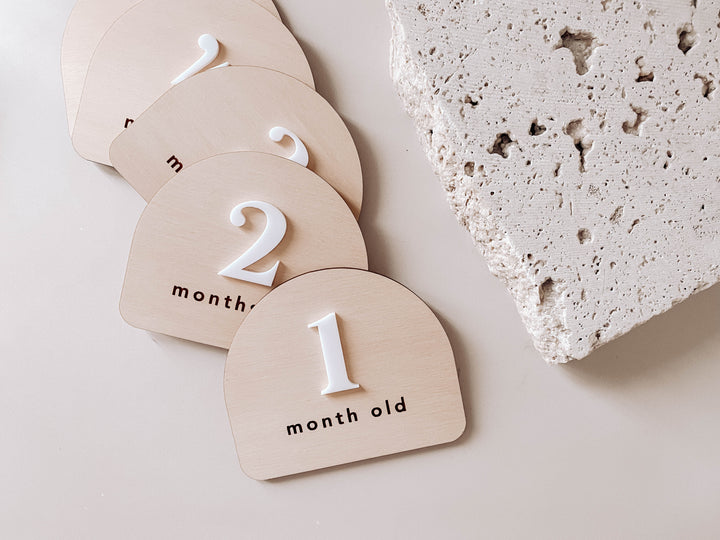 Wooden + Acrylic Baby Milestone Plaques (numbers)