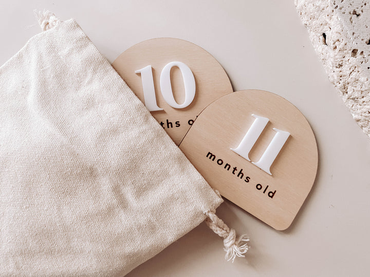 Wooden + Acrylic Baby Milestone Plaques (numbers)