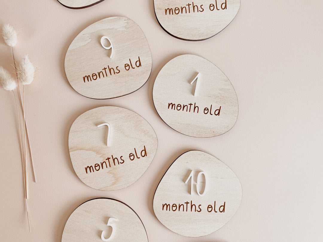 Monthly Milestone Plauqes: Pebbles