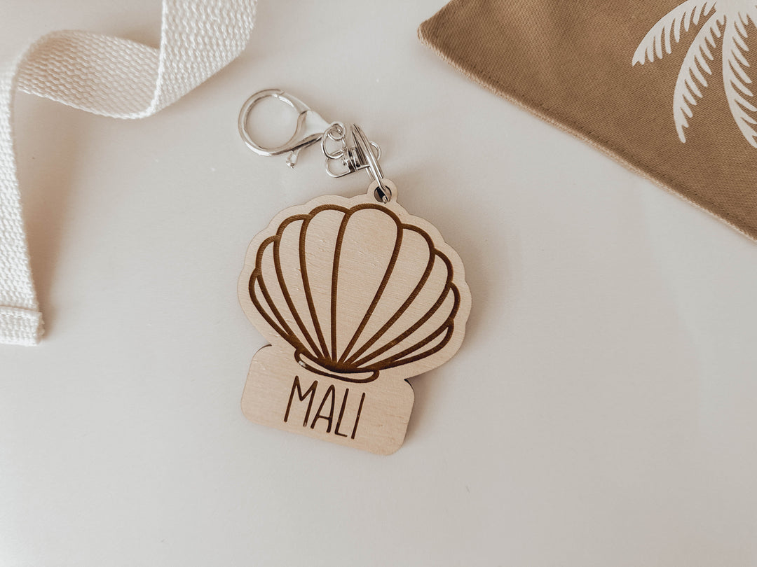 Bag Tag | Shell Wooden Bag Tag | Personalised Name Tag