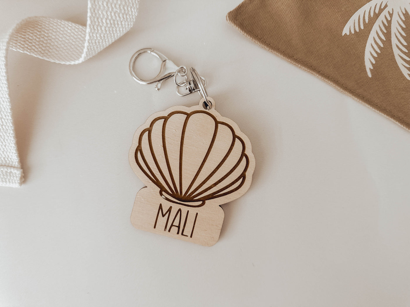 Shell Wooden Bag Tag | Personalised Name Tag