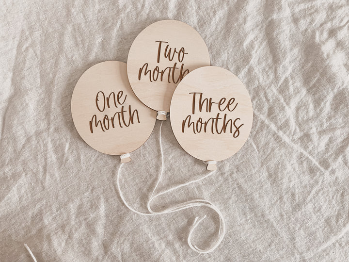 Wooden Baby Milestone Plaques - Balloons