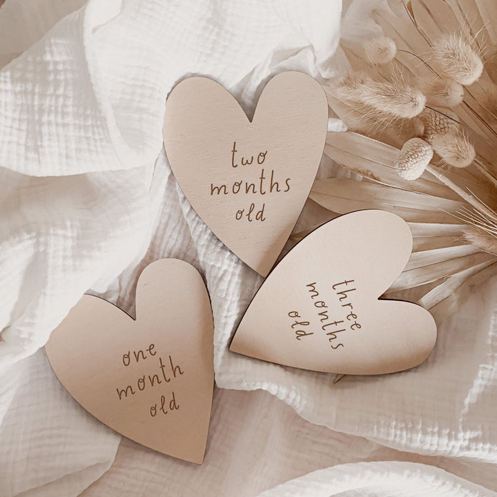 Wooden Baby Milestone Plaques - Candy Hearts