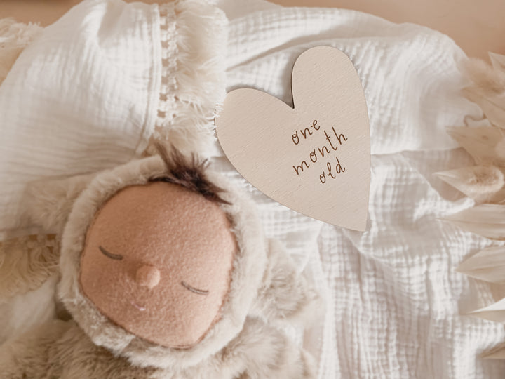 Wooden Baby Milestone Plaques - Candy Hearts