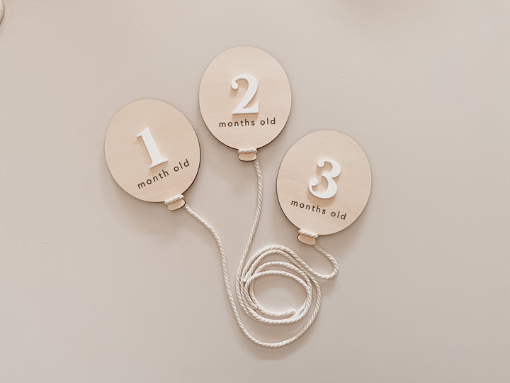 Wooden + Acrylic Balloon Baby Milestone Plaques