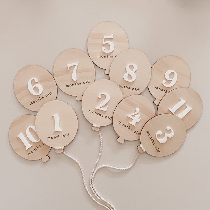 Wooden + Acrylic Balloon Baby Milestone Plaques