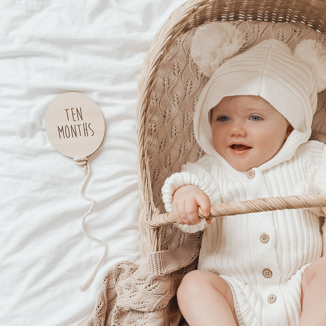 Wooden Baby Milestone Plaques - Balloons