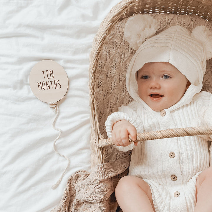 Wooden Baby Milestone Plaques - Balloons